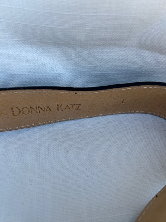 Donna Katz Black Leather Belt with Decorative Silver Buckle